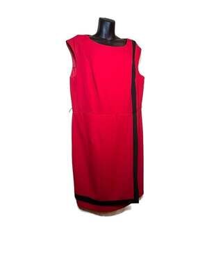 Calvin Klein Red Career Holiday Sleeveless Dress (missing belt) size 16W